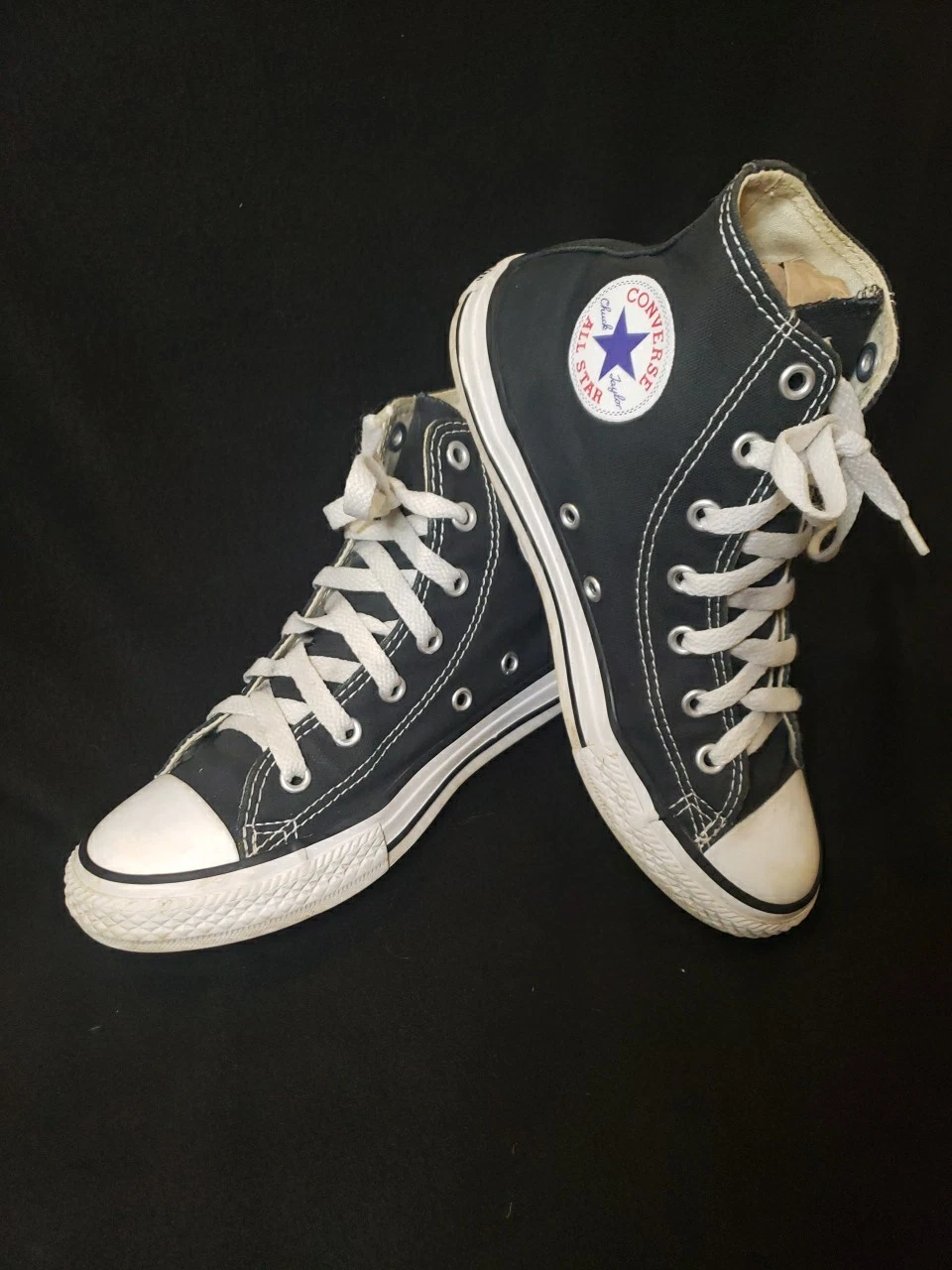 Sneakers alte Converse Chuck Taylor All Star nere in tela per giovani taglia US 3
