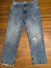 We The Free People Jeans 32 Dakota Straight Leg High Rise Distressed Fray Hem