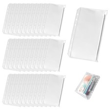 30x Klarsichth&uuml;llen A6 aus PVC, wasserdicht, 6-Loch, mit Rei&szlig;verschluss