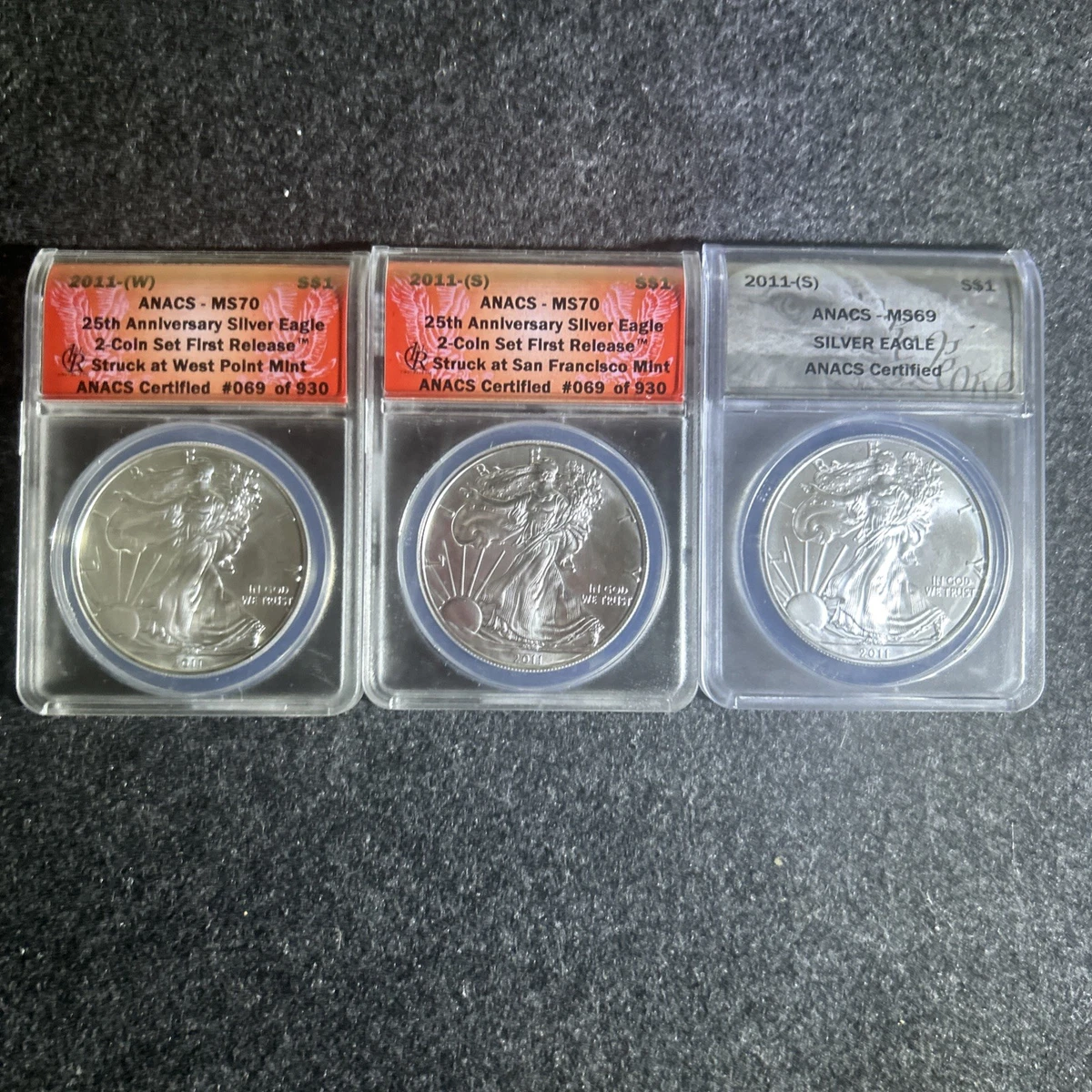 25+ American Eagle MS 70 Graded 2011 Silver Bullion Coins for sale