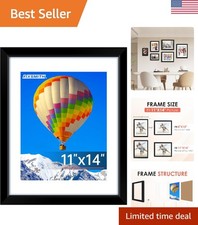 Elegant 11x14 Black Picture Frame with HD Plexiglass - Versatile Display