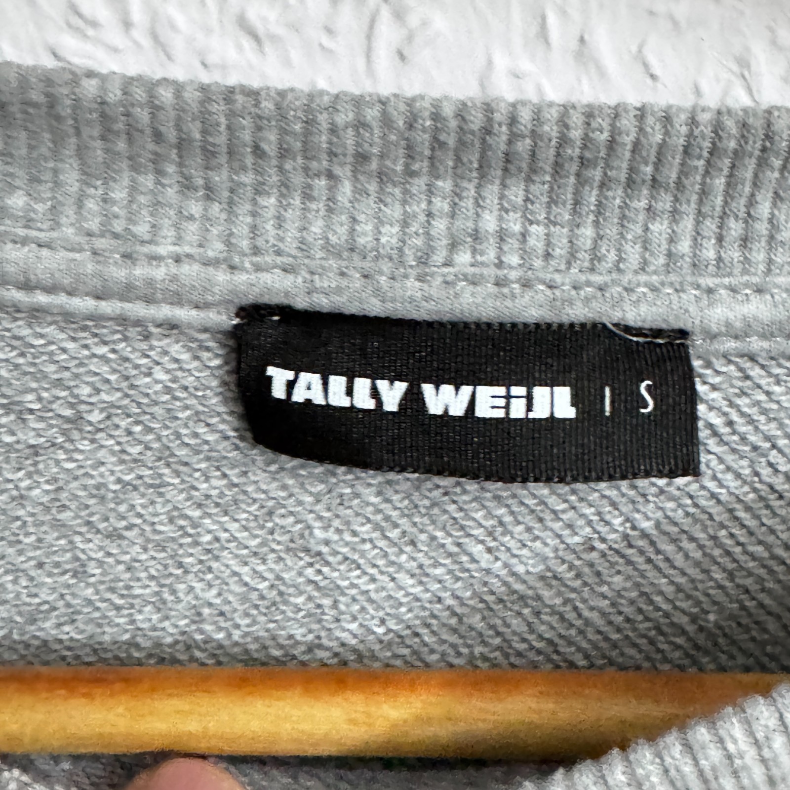 Tally Weijl Grey Embellished Sweatshirt - Size S - Beaded Detail Sleeves image 6