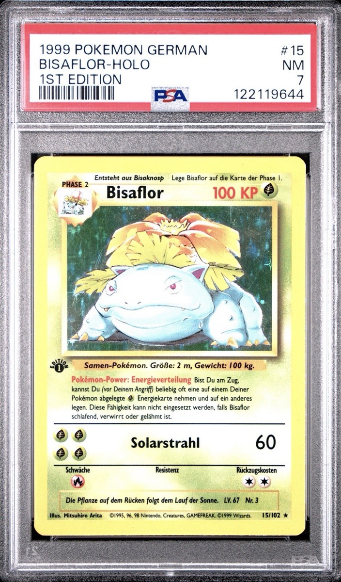 1999 Pokemon GERMAN 1st Edition Base Set Bisaflor-Venusaur Holo 15
