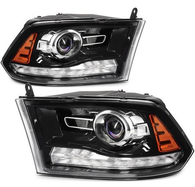 Pair Left+Right Projector Headlights For 2009-2018 Dodge Ram 1500 2500 3500