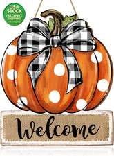 Fall Pumpkin Welcome Door Sign Rustic Wooden Hanging Decor Autumn Thanksgiving