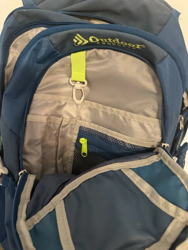 Outdoor Products 30L Blue Hiking Backpack Trail Pack Travel Camping Mesh Pockets - Image 2 of 4