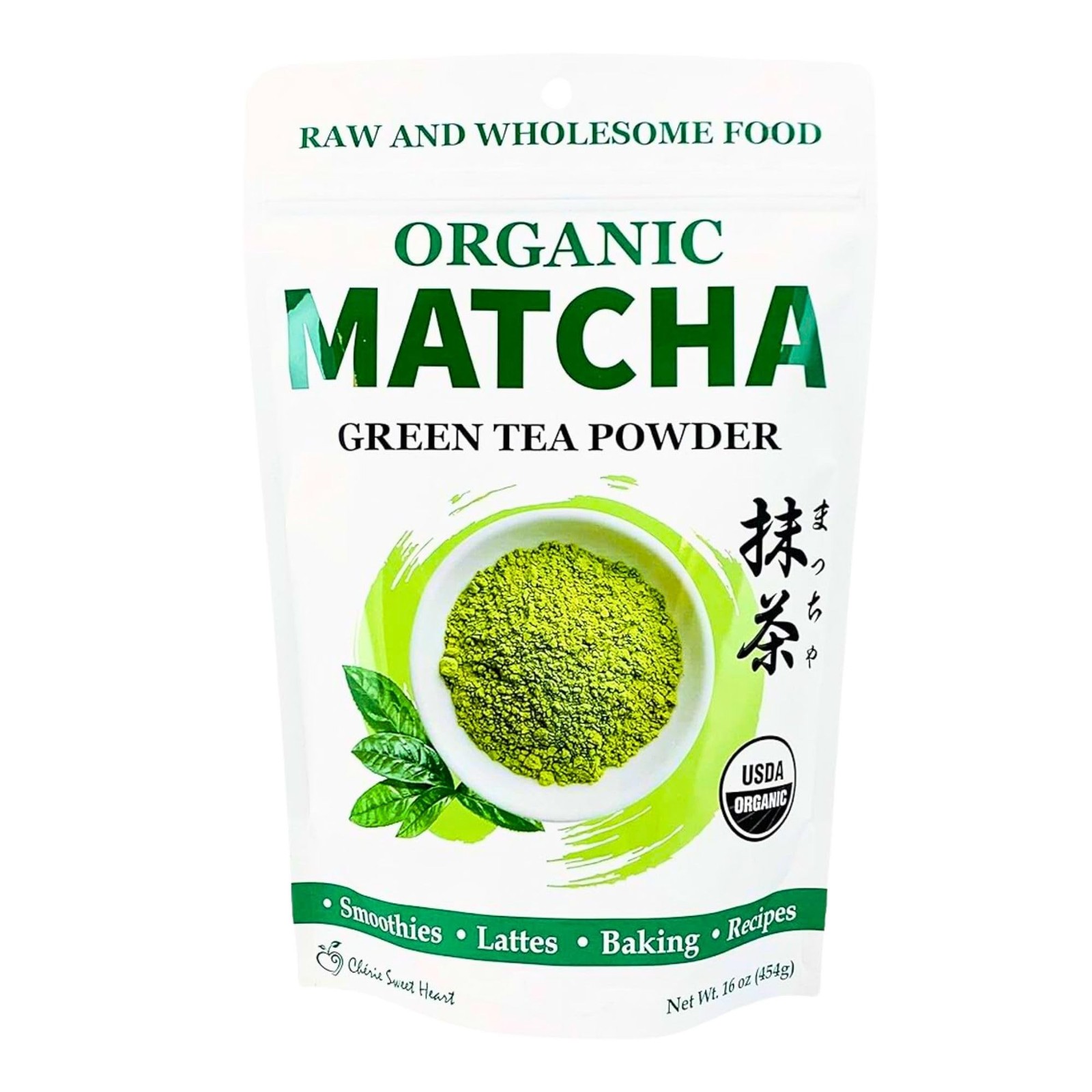 Cherie Sweet Heart Organic Matcha Green Tea Powder - Premium Culinary Grade for Baking & Lattes
