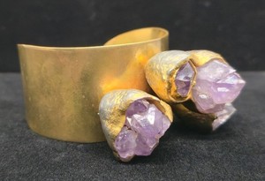 Bracelet Moderniste Vintage Jacob Hull Denmark B&D En Améthyste - Occasion, Métal Argenté