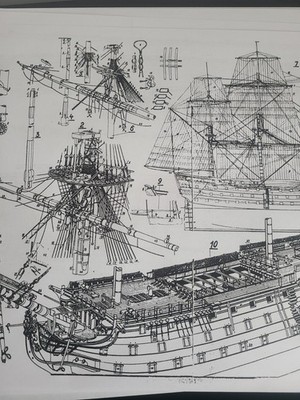 HMS Victory Ship Model Plans Full Set Printed 17in X 11in