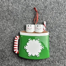 Christmas Ornament Can Be Personalized Hot Cocoa Mug With 2 Marshmallows New