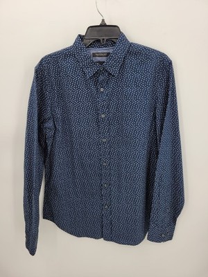 Banana Republic Shirt Mens Medium Blue White Arrow Print Long Sleeve Grant Fit