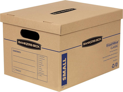 10 Small Classic Moving Boxes with Reinforced Handles for Books and Files