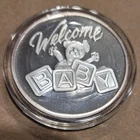 Welcome Baby Round Coin 1oz .999 Fine Silver Engravable vintage Bullion