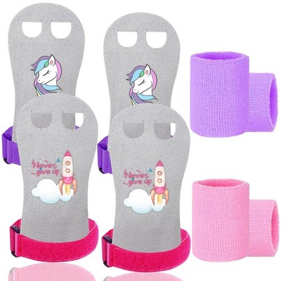 Gymnastics Grips for Kids  2 Pair Wrist Support Palm Protection Gloves