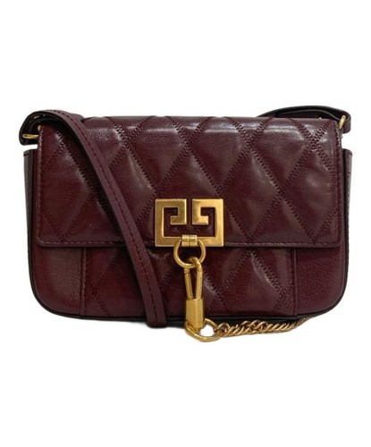 Givenchy Quilted shoulder bag Burgundy Leather Gold Hardware