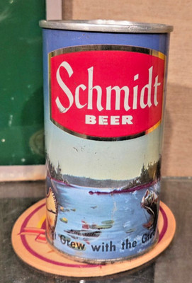 1963 GOLD BAND SCHMIDT ZIP TAB PULL TAB BEER CAN  ASSOCIATED DBA ST PAUL FISHING