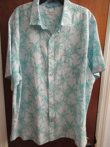NWOT Tommy Bahama Mens Nova Wave Shirt Royal Palmetto Palm Leaf Print Sz XXL - product listing photo