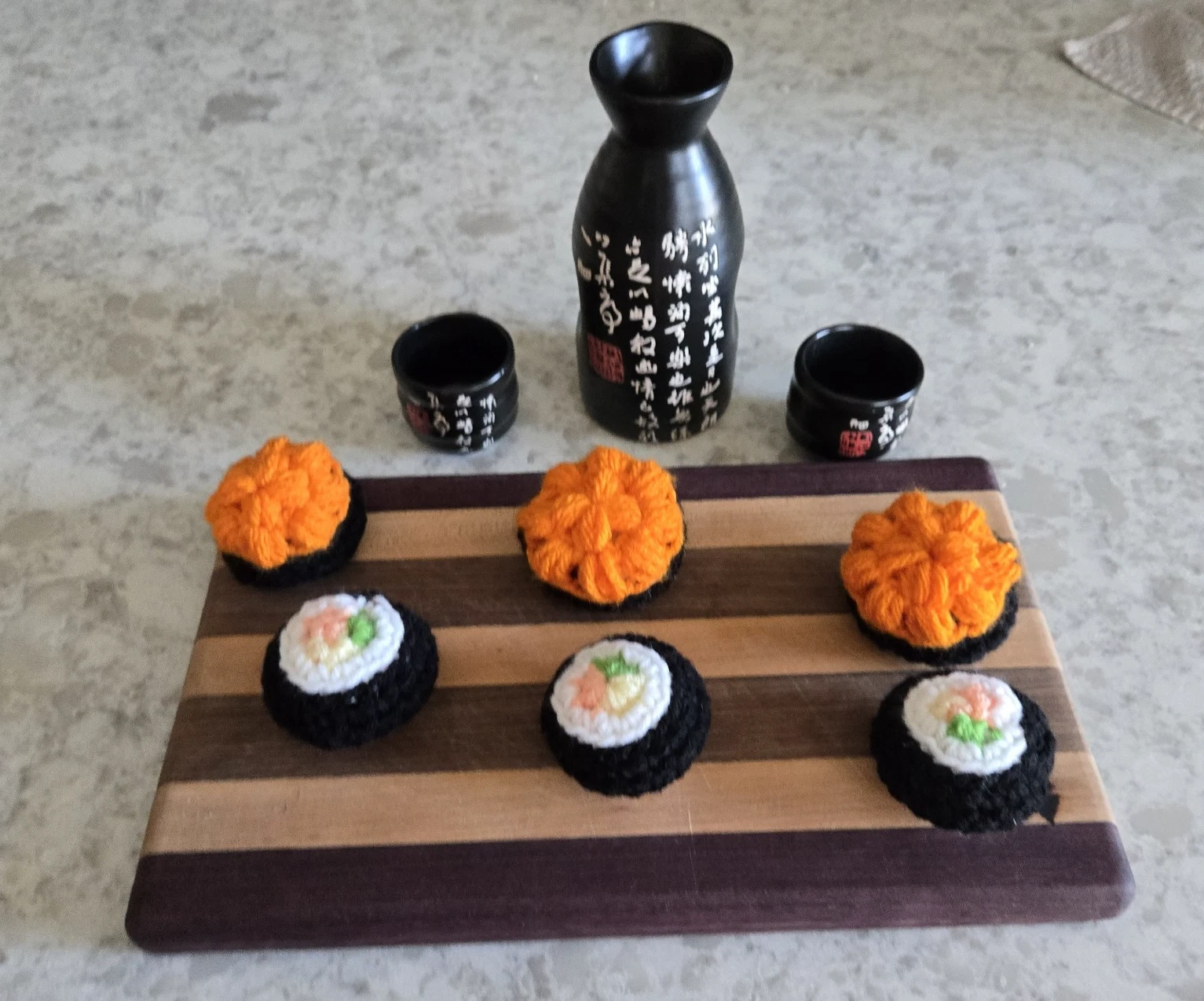 Crochet Cat Toys With Bell Sushi Salmon Roe California Roll Yarn Amigurumi USA