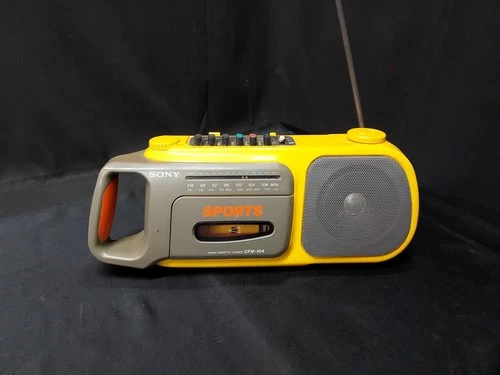 Sony Sports CFM-104 Boombox AM/FM Radio Cassette Player Yellow TESTED + WORKS