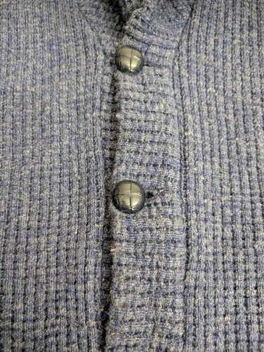 Campus Vintage 70s Blue Button Shawl Collar Cardigan Sweater Size L USA - Picture 7 of 8