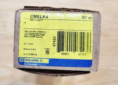 Square D CMELK4 Main Lug Kit, (4) 2-600kcmil Mechanical Lugs New In Box