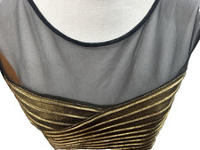 Calvin Klein Women’s Gold Metallic & Black Lace Stretch Dress Size 12 Free Ship