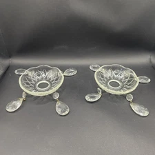 2 CHANDELIER VINTAGE CRYSTAL BOBECHE WITH TEAR DROPS PRISMS 4 INCH 