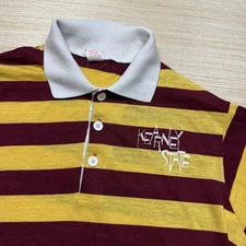 Vintage Collegiate Pacific 70s Polo Shirt Striped Large Kearney State Nebraska