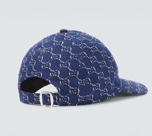 GUCCI Authentic Cotton GG Shadow Logo Baseball Cap Hat Blue Size