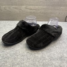 Isotoner Women's Comfort Slippers Size 9.5-10 Black Faux Fur Lined
