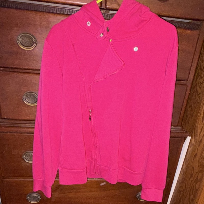 Tom's Ware Women's Pink Solid Full Zip Hoodie Jacket, Size M, pockets