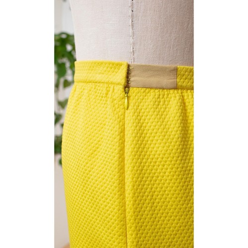 Vintage 1980s GIVENCHY Skirt Suit 80s Yellow Cotton Blazer Designer 2 Piece Set - Picture 9 of 10