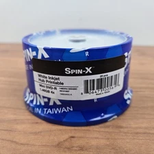 SPIN-X MINI DVD-R 1.46GB 4x White Inkjet Hub Printable 25 count