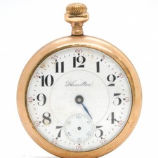 Hamilton Watch Co. Grade 36 Model 1 18 Size 17 Jewel Open Face GF Pocket Watch