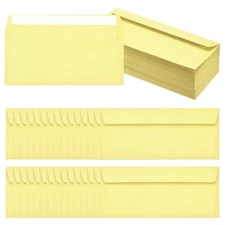 100 Pack Light Yellow #10 Business Envelopes, Letter Size Envelopes
