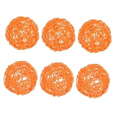 6-Pack Wicker Rattan Balls 80mm/Decorative Rattan Balls Orbs 3.2 Inch Orange