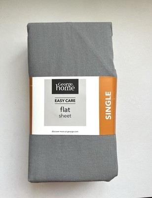 George Home Grau Flachbettlaken Single B1,74xL2,55 cm Baumwollmischung