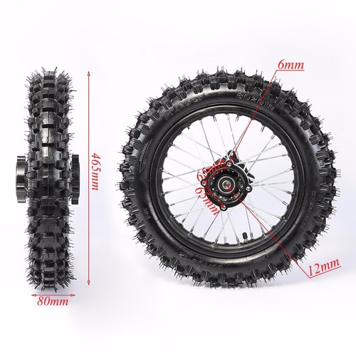 60/100- 14" + 80/100- 12" Tyre Rim Tire Wheel CRF70 125CC 50cc Atomik Pit Bike - Picture 2 of 6