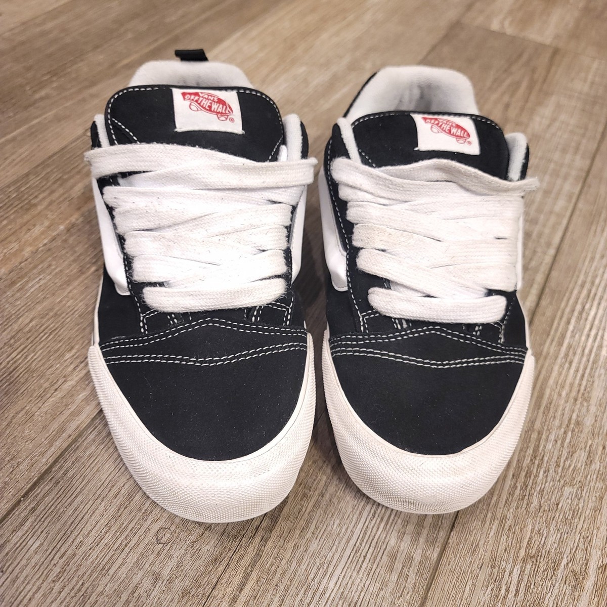 VANS Knu-Skool Fat Tongue Black/White Skateboard Sneakers Men Sz 9