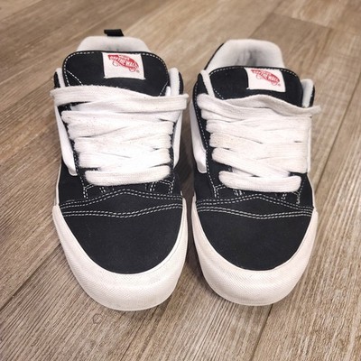 VANS Knu-Skool Fat Tongue Black/White Skateboard Sneakers Men Sz 9