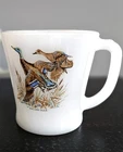 VTG Fire-King MILK GLASS Mallard Duck Canada Goose Game Bird Coffee Mug Cups Qt2