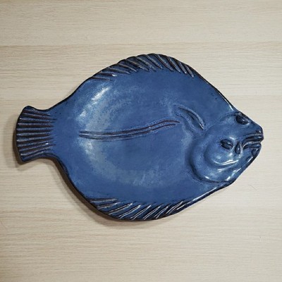 Vintage Fish - Thora Pottery Ovenware Dish Handmade Clay Indigo Blue Color A++++