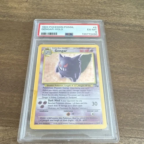 1999 Pokémon Fossil Gengar Holo Rare 5/62 PSA 6 Unlimited English