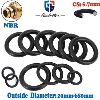 O-Ring NBR Nitrile Rubber Cross Section 5.7mm Oil Resistant Seals OD 20mm-680mm
