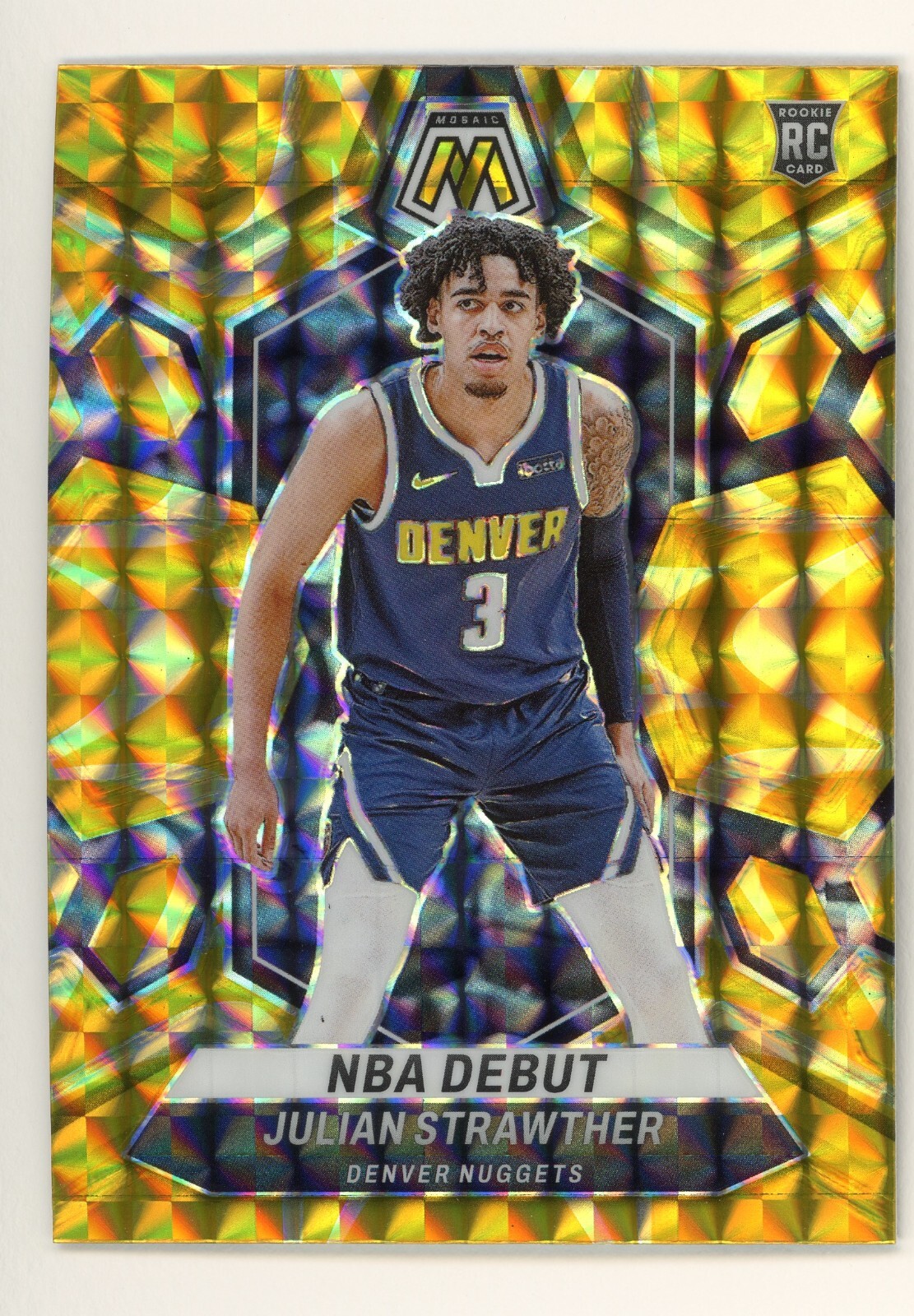 2023-24 Panini Mosaic Julian Strawther NBA Debut Reactive Yellow Prizm RC #256