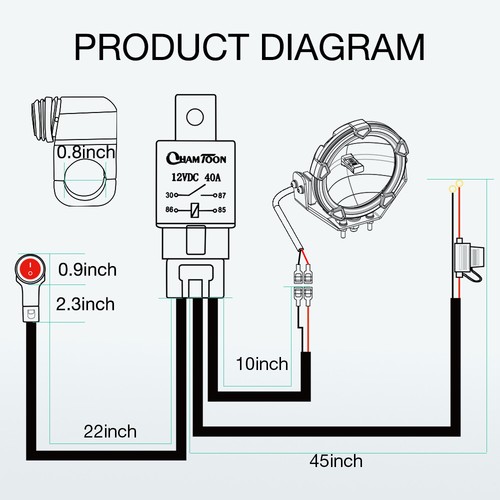 For Motorcycle 1-Way Wiring Harness Kit ON/OFF Switch LED Spot Fog Driving Light - Picture 6 of 13