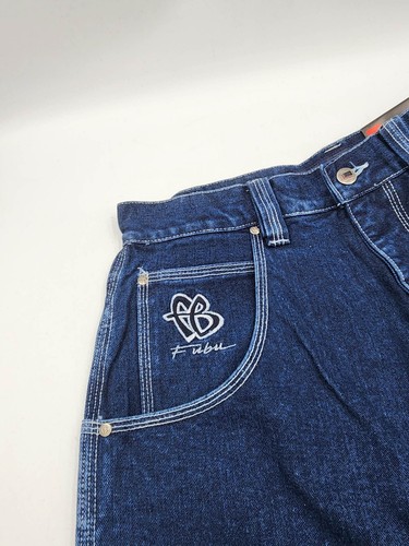 PICK WAIST FUBU The Collection Jeans 34L Y2K Dark Blue Cargo Carpenter Baggy NWT - Picture 5 of 9