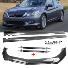For HONDA ACCORD Carbon Fiber Front Bumper Lip Chin Spoiler Side Skirt Body Kits