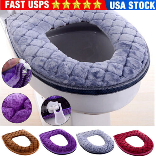 Bathroom Closestool Toilet Seat Cover Soft Pad Cushion Winter Warm Mat Washable