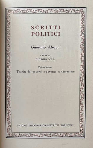GAETANO MOSKAU POLITISCHE SCHRIFTEN THEORETIK REGIERUNGEN ELEMENTE POLITIKWISSENSCHAFT UTET - Bild 4 von 17